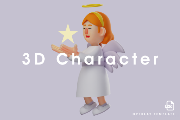 3D Angel Cartoon Design Having a Star
