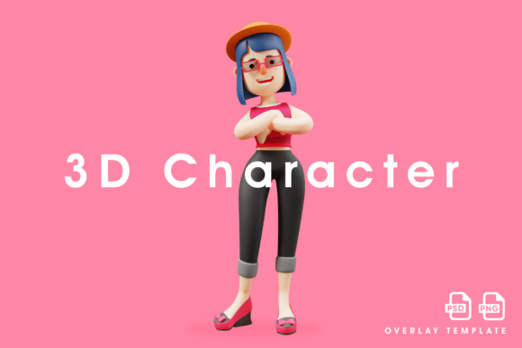 3D Cute Lady Design Folding Her Arms