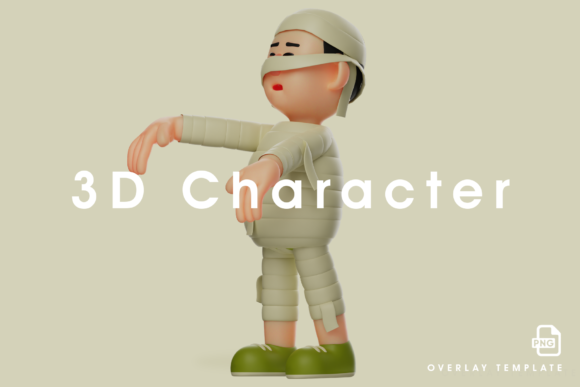 3D Cute Mummy Design with a Zombie Pose