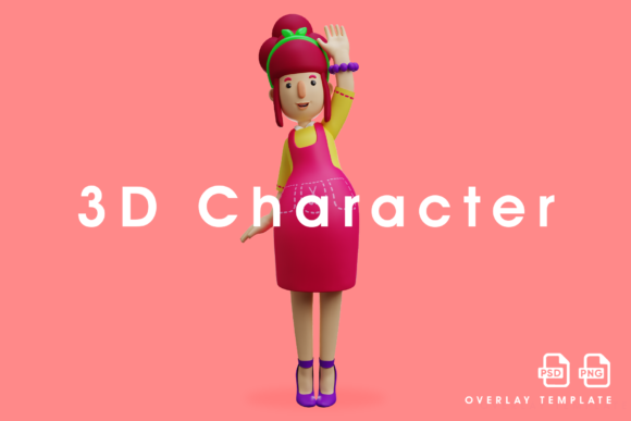 3D Mother Cartoon Design Waving Her Hand