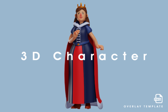 3D Queen Cartoon Design with Pretty Face