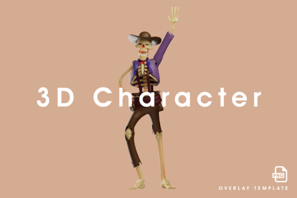 3D Skull Cowboy Design Say Hi