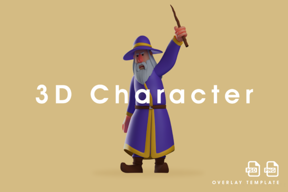 3D Witch Cartoon Design Lifts His Stick: Elevating Halloween Creativity with High-Resolution Assets