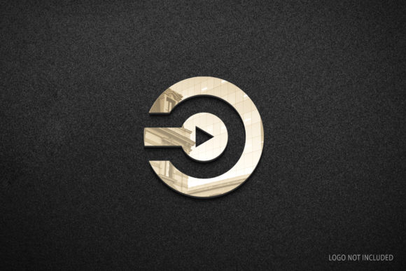 Elevate Brand Identity with 3D Logo Mockup Design in Black Wall