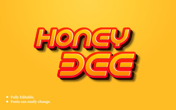Honey Bee 3D Text Effect Design Template