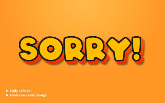 Sorry 3D Text Effect Design Template